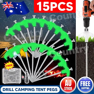 Tent Pegs Puller Heavy Duty Steel Screw Camping With Glow In The Dark Head+Case • $20.85