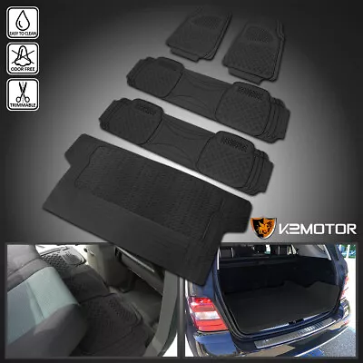 Black Heavy Duty All Weather Rubber Floor Mats Front+Rear+Trunk Seat Truck SUV • $46.38