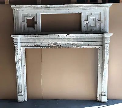 Antique Large Decorative Shabby VTG Chic Oak 82 X 84 Fireplace Mantel  2000-22B • $795