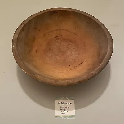 Vintage Primitive Solid Wooden Dough Bowl Salad Farmhouse Decor 13”x3.5” • $21.99