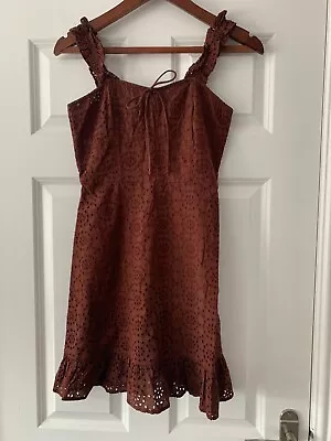 Miss Selfridge Mini Dress UK Size 8 Summer Dress Brown • £0.99