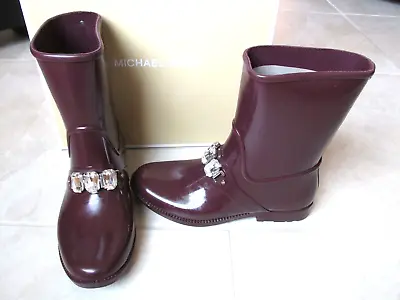 NEW MICHAEL Michael Kors Leslie Rain Bootie Boots Plum Size 8 $150 • $60