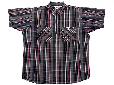 Vintage Ben Davis Men's Plaid Short Sleeve 1/4 Zip Shirt Size XL Red/Gray/Black • $29.99