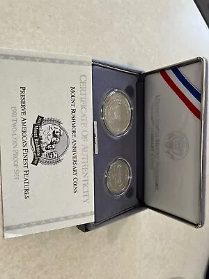 1991 Mount Rushmore Anniversary Commemorative Two Coin PROOF Set • $30
