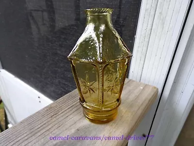 Vtg 6  WHEATON GLASS Fire Extinguisher Bottle AMBER Hexagon Lantern Stars Design • $44.99