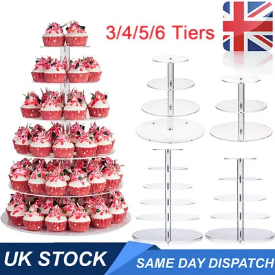 £13.99 • Buy 3/5Tier Round Cupcake Stand Dessert Tower Level Clear Acrylic Display Cake Stand