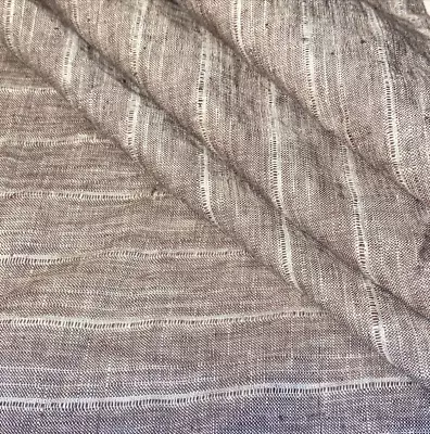 Tan And Silver Metallic Pinstripe Linen Fabric By The Yard • $21.48