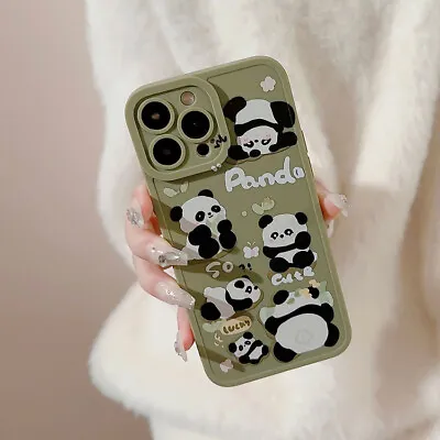 Phone Case Cover For IPhone 15 14 13 12 11 Pro Max Acrylic Green Cute Panda TPU • $5.27