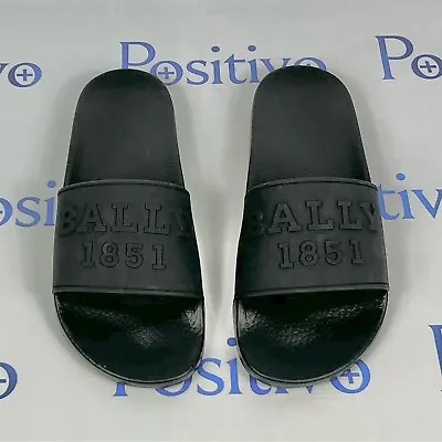 Bally Mens Slaim Black Rubber Sandals Slide US 11 New • $199