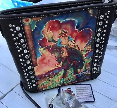 Nwts Montana West Brown Rhinestone Purse Handbag Rodeo Horse Rhinestones Coffee • $39