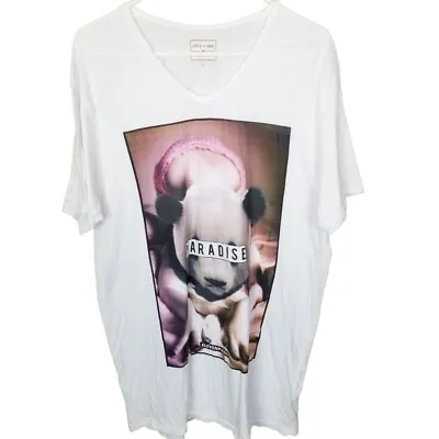 £15.34 • Buy Life Is A Joke X Eleven Paris Womens XL White Panda Paradise V-Neck Tee Shirt