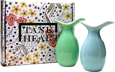 2 Pack Celadon Small Bud Vase For Flowers Mini Vases For Decor Green&Light Blue • $22.99