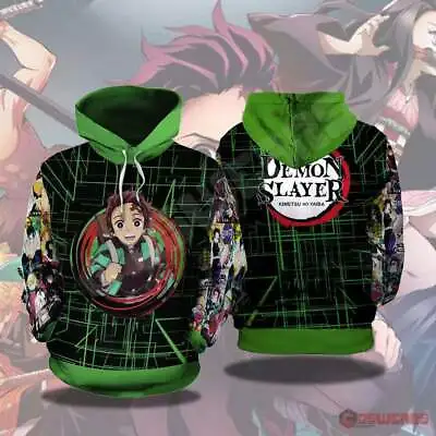 $24.99 • Buy Unisex Green Anime Demon Slayer Kimetsu No Yaiba Hooded Coat Costume Sweater
