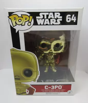 Star Wars Funko Pop Vinyl Figure C-3PO No. 64 Chrome With Red Arm • $27.05