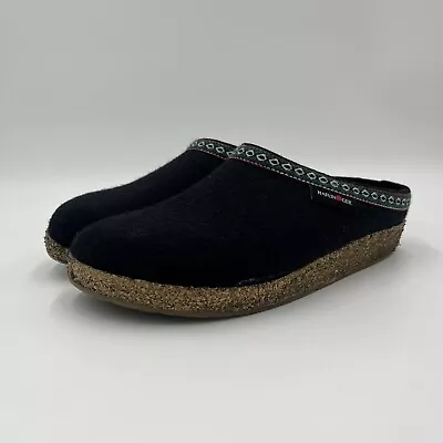 Haflinger Felt Fabric Grizzly Franzl Black Slippers Clog Wool Felt Unisex 41 • $30