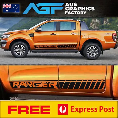 RANGER SIDE STRIPES Decals Door Sticker Kit FOR 2015 - 2022 T6 Ford Ranger • $69