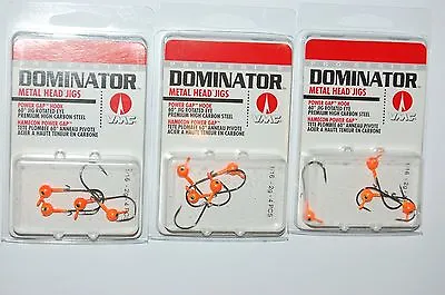 3 Packs Vmc Dominator Metal Head Jigs 1/16oz Orange Power Gap Mhj116-or • $11.95