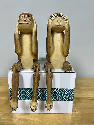 Folk Art Vintage Monkey Shelf Sitter With Movable Legs Hear No Evil See No Evil • $35