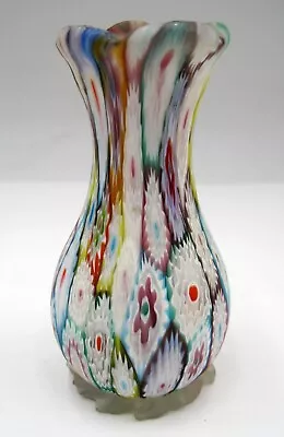 Antique Fratelli Toso Murano Glass Vase Millefiori Murrine Matte Finish 4  • $59.95