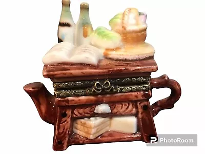 MINIATURE TEAPOT Vintage Ceramic Decorative Collectible Hinged Box • £15.22