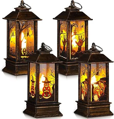 Weewooday 4 Pcs Halloween Candle Lantern LED Lantern Lights Outdoor Night Light • £26.67