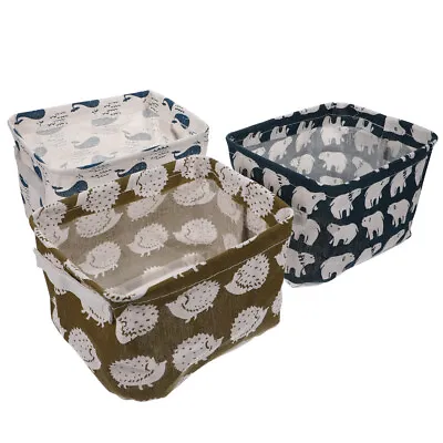  3 Pcs Kids Laundry Baskets Storage Bins For Toys Fabric Box • £11.99