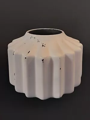 IKEA Ovantad White Distressed Vase 9  Round Industrial Gear Shape • $19.99