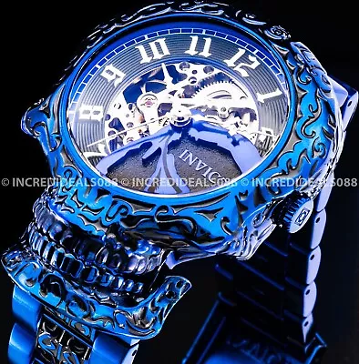 Invicta AUTOMATIC SKULL ARTIST SKELETONIZED Dial BLUE LABEL Men RARE Watch Reloj • $129.99