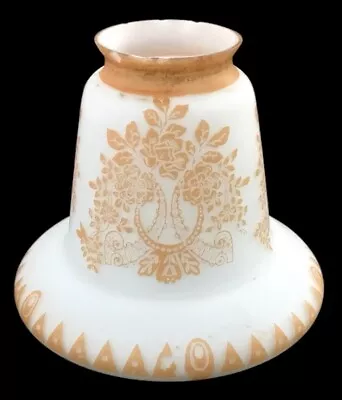 VTG Milk Glass~Brown~Beige~Floral Design~Lamp Shade~Pendant~Torchere~Bell~5”Tall • $14.99