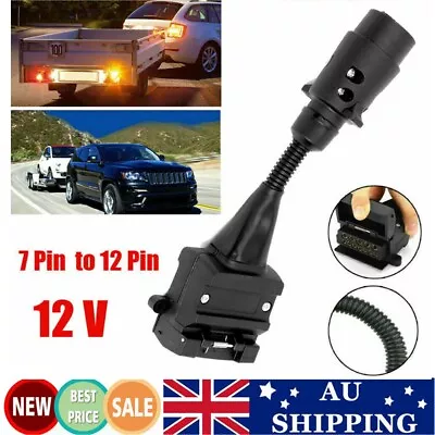 AU 7 Pin Round Male Plug To 12 Pin Female Flat Caravan CAR Trailer Adaptor Plug • $16.99