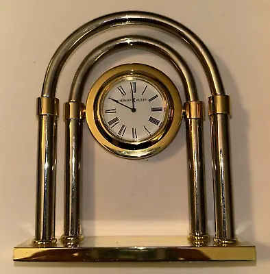 Vintage Howard Miller Quartz Desk Clock - Mid Century Modern - Metal 4x3.5 • $9.99