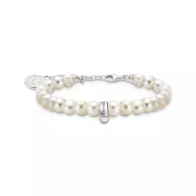 Genuine THOMAS SABO Charm Member Bracelet With White Oval-shaped Pearls • $179