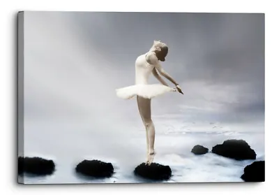Ballerina Ballet Dance On Abstract Background Canvas Wall Art Picture Home ... • £35.59
