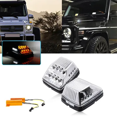 For 1990-2018 Benz W463 G-Class Clear Front Fender Turn Signal Marker LED Lights • $79.99