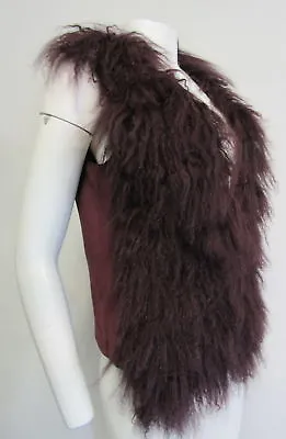 RINO & PELLE  Eggplant Mongolian Lamb Fur & Ultra- Suede Vest Sz 38/ 4 • $84.15