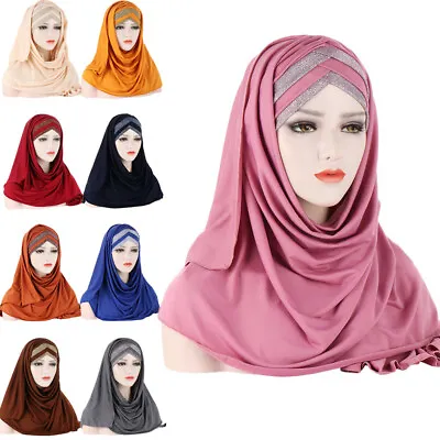 Women Hijab Amira Scarf Shawl Ramadan Instant Turban Wrap Muslim Headscarf Stole • $11.96