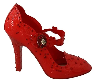 DOLCE & GABBANA Shoes CINDERELLA Red Floral Crystal Heels EU40 / US9.5 • $809.44