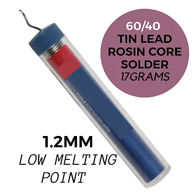 £3.75 • Buy 60/40 SOLDER WIRE 1.2mm 17g Tin Lead Solder ROSIN FLUX Low Melting Point 190°C