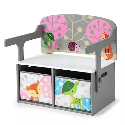 3 In 1 Kids Convertible Activity Bench Children Table &Chair Set Toy Storage Box • £43.95