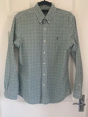 Polo Ralph Lauren Green/white  Check Long Sleeve Slim Fit  Cotton Shirt Size M • £16