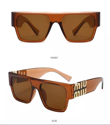 Miu Miu Sunglasses Brown Dark Brown Lens Women Square Sunglasses 6038 • £88.71