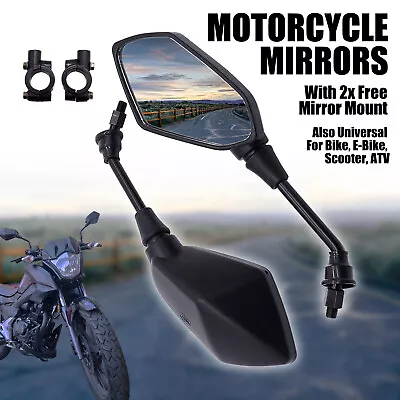 Pair 10mm Universual 7/8  Motorcycle E-Bike Rearview Side Mirror ATV Scooter • $19.72