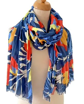 Radley London Large Scarf  Wrap Floral Dog Print Blue Orange Yellow Mix • £30