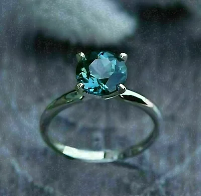 14K White Gold Plated 2.00 Ct Round Cut Lab-Created Blue Diamond Engagement Ring • $91