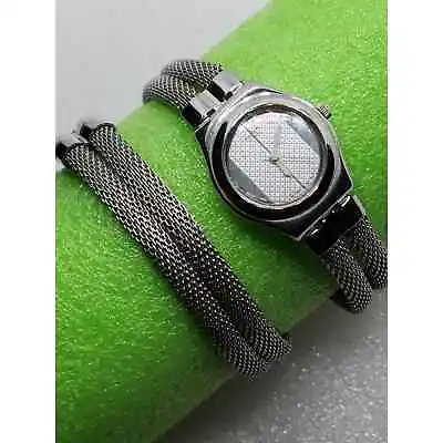 Swatch Silver Snake Scale Serpent Eel Vintage 1999 Shark Mesh Wrap Unique Watch • $64.99