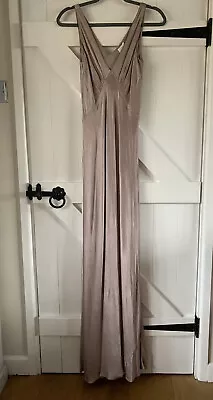 Ghost Hollywood Style Long Pinky Taupe Satin Dress Size Xs Original Price £195 • £60