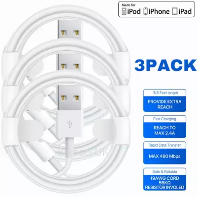 $15.27 • Buy 3 Pack USB Charger Cable Cord For IPhone 12 11 PRO XR X XS MAX 8 7 6 6S 5 5C 4S