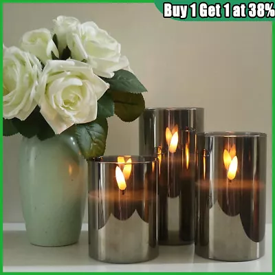 £9.05 • Buy Flameless Battery Glass Wax LED Amber Glass Swing Electronic Candle Jar Lights