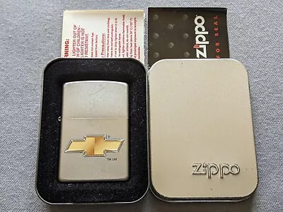 Vintage 2003 Chevrolet Chevy Emblem Satin Chrome Zippo Lighter Mib Rare • $19.99