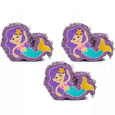 3 Pcs Mini Mermaid Piñatas For Girls Birthday Party Decorations 8 X 5 X 2.5 In • $14.89